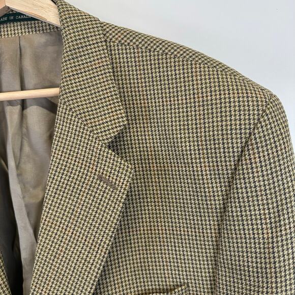 Lord & Taylor Brown Houndstooth Silk/Wool Blazer Sport Coat Mens 48 Officecore - Picture 6 of 16